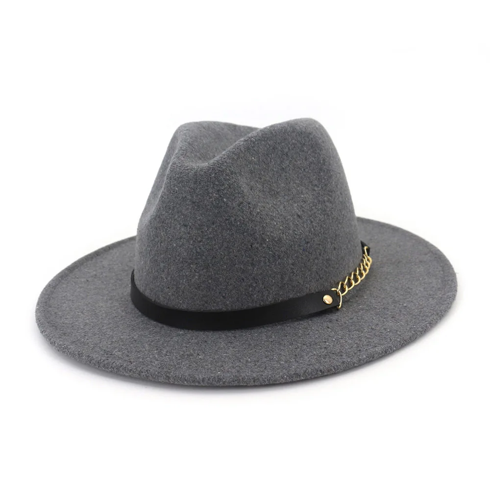 Женская шерстяная шляпа FS Элегантная черная фетровая с широкими полями