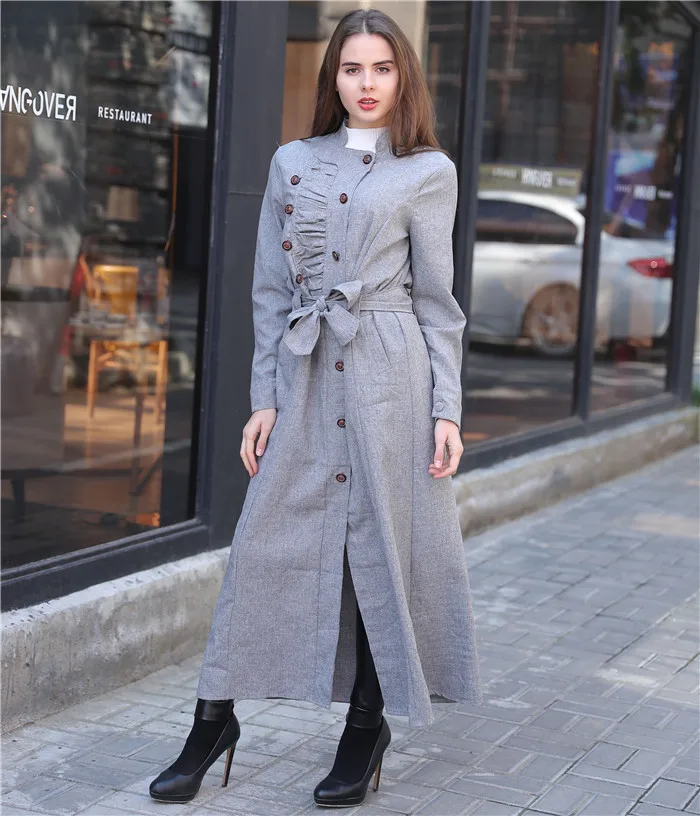 Мусульманское осеннее женское платье с длинными рукавами макси abaya jalabiya мусульманские платья одежда халат