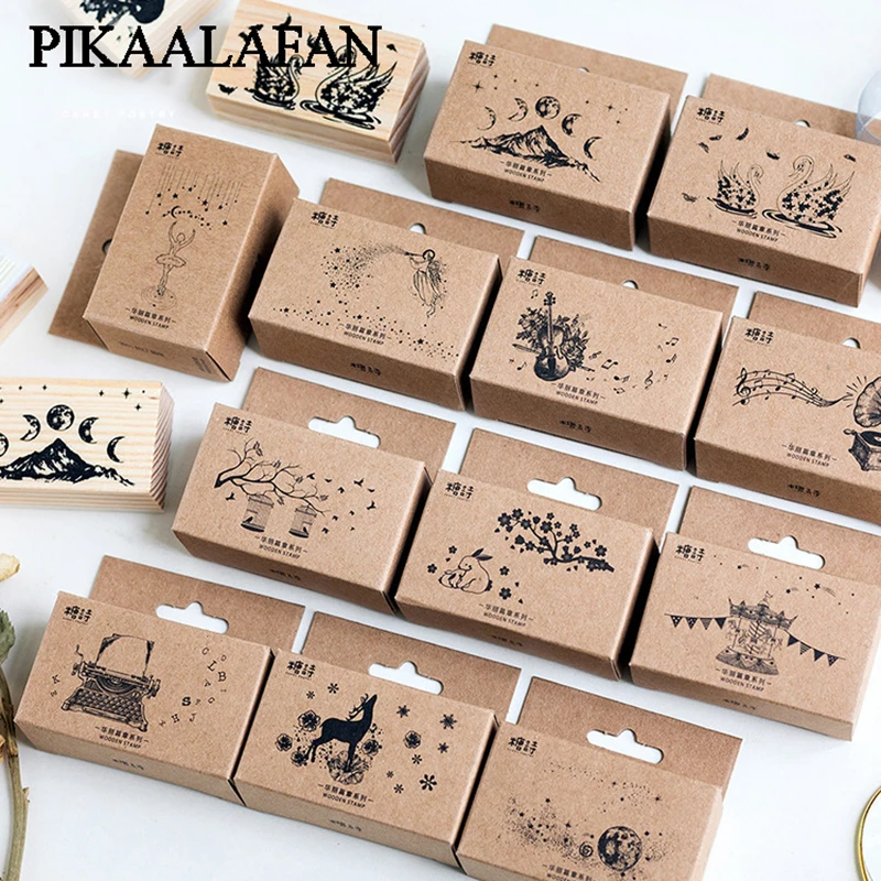 PIKAALAFAN Украшенные главами серии коробки деревянный альбом для штампов DIY