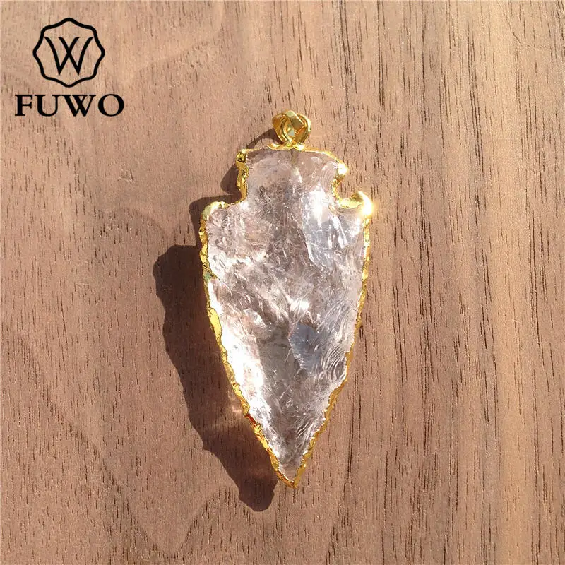 Подвеска FUWO из натурального кристалла в виде кварцевого наконечника стрелы 24K