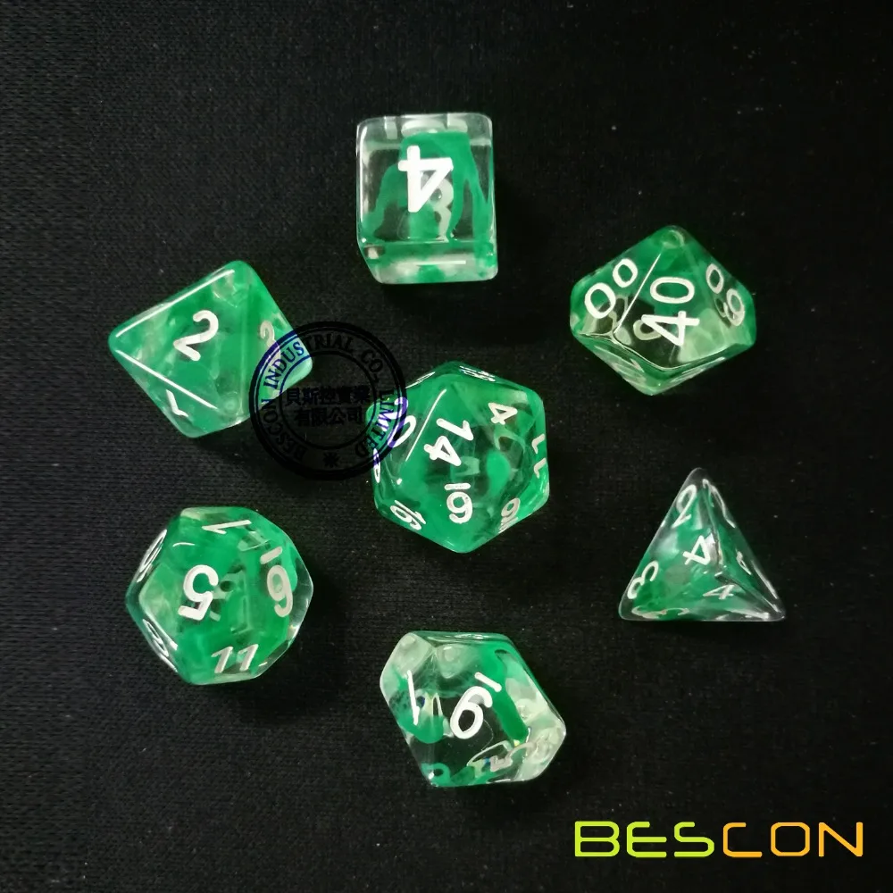 Bescon Nebula многогранный 7 Die набор кристаллов Nebulous Green Dice полный шт d4 d6 d8 d10 d12 d20 d %|dice