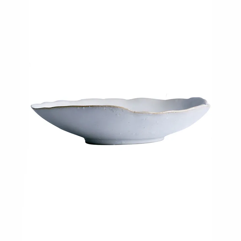 

KINGLANG Quality Tableware Nordic Household Ceramics Irregular Shape Rice Salad Bowls Flat Dishes Shallow Desserts Dishes Plate
