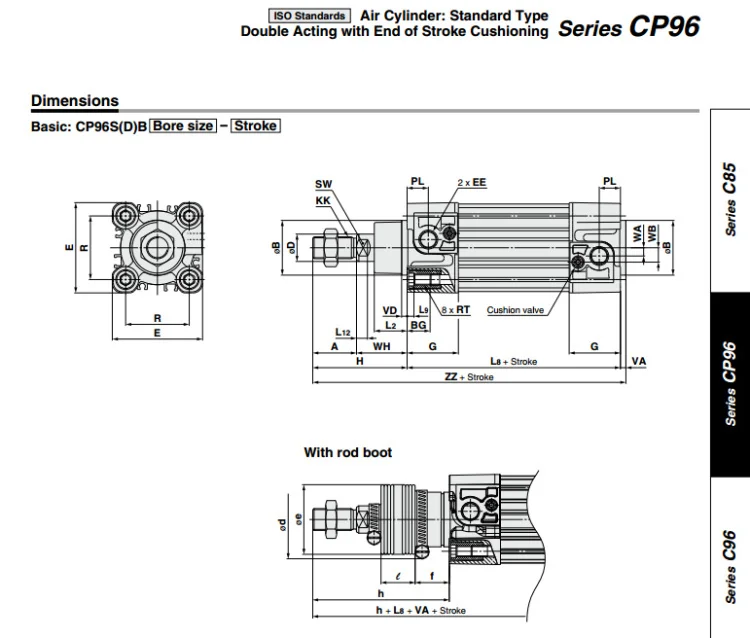 CP96SDB40-25 CP96SDB40-50 CP96SDB40-75 CP96SDB40-100 SMC товары для дома цилиндр пневматический инструмент CP96SDB серии
