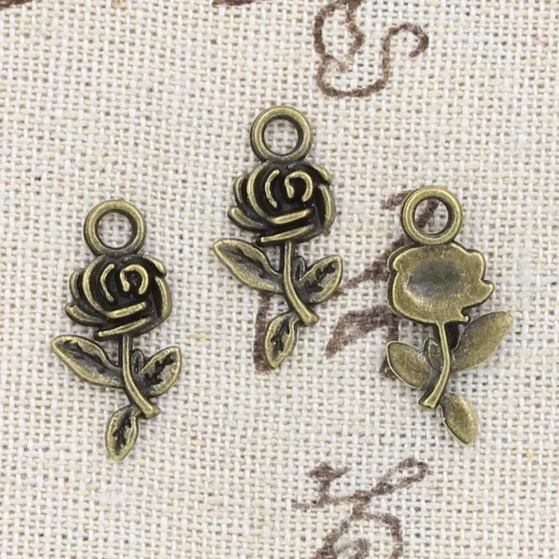 20pcs Charms Flower Rose 21x13mm Antique Making Pendant fit Vintage Tibetan Bronze Silver color DIY Handmade Jewelry | Украшения и