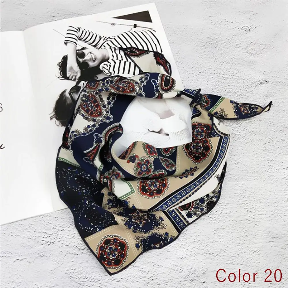 color 20 Gootrades 33*85 см шелковый шарф маленькие мягкие квадраты Многофункциональный головной платок многоцветный полосатый платок с принтом обертывание шеи Decoratio - Цвет: color 20
