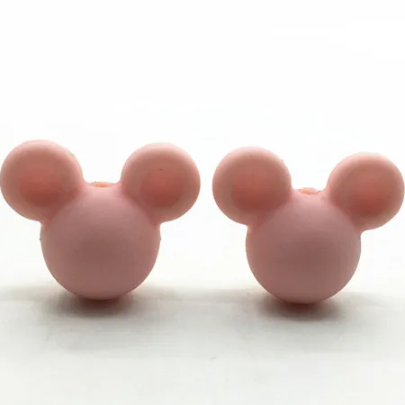 baby pink 30 шт./лот Микки силиконовый бисер ребенок Прорезывание Зубов Бусины 24*20*14 мм безопасный пищевой Клас для кормления грудью Микки силиконовые бусины 27 цветов - Цвет: baby pink