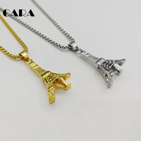 new gold color eiffel tower pendant necklace women plated stainless steel eiffel tower necklace fashion jewelry cara0295