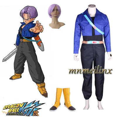 Горячая аниме Dragon Ball Zetto trunks Future Suit Dragon Ball Z косплей костюм Dragon Ball сапоги на заказ парик Хэллоуин наряд - Цвет: Suit Boots Wig