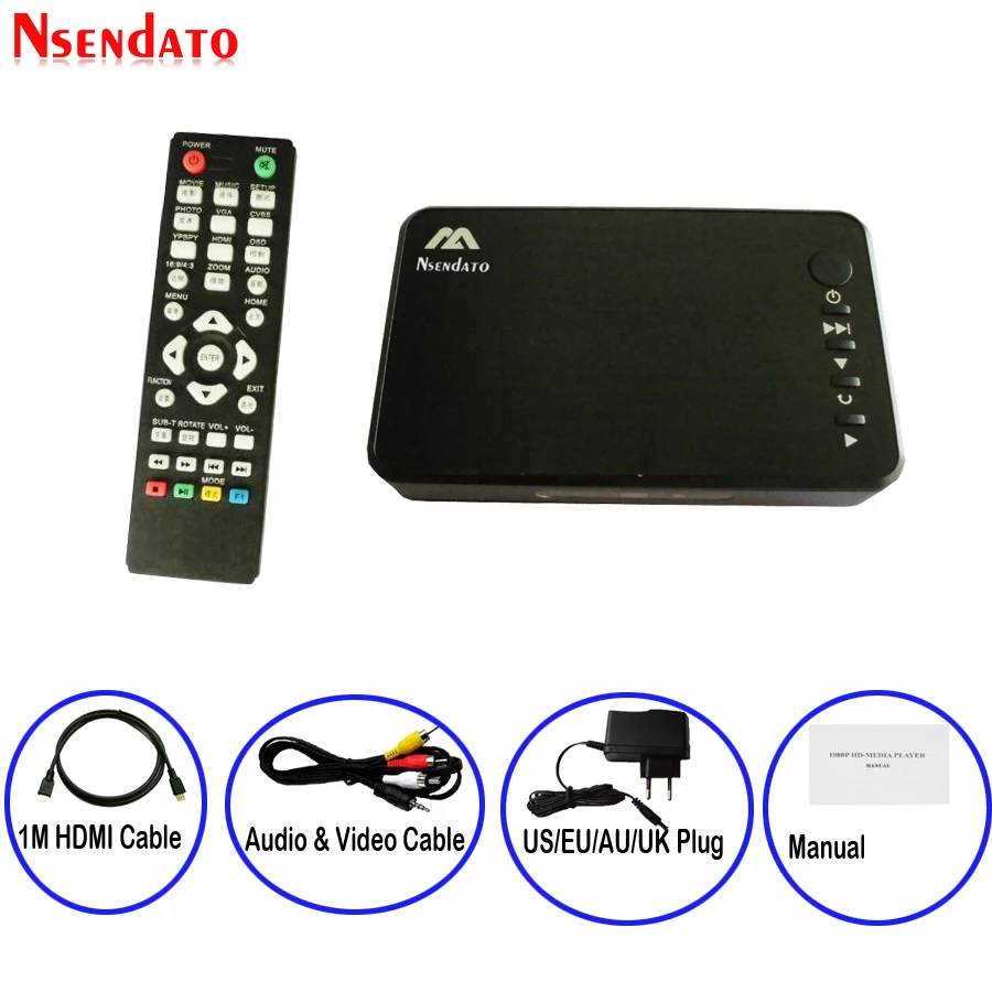 Мини Full HD медиа мультимедийный плеер автовоспроизведения 1080P USB внешний HDD медиа-плеер с помощью кабеля HDMI, VGA, AV для SD U диск Media Player MKV/RMVB/cd-r/cd-rw