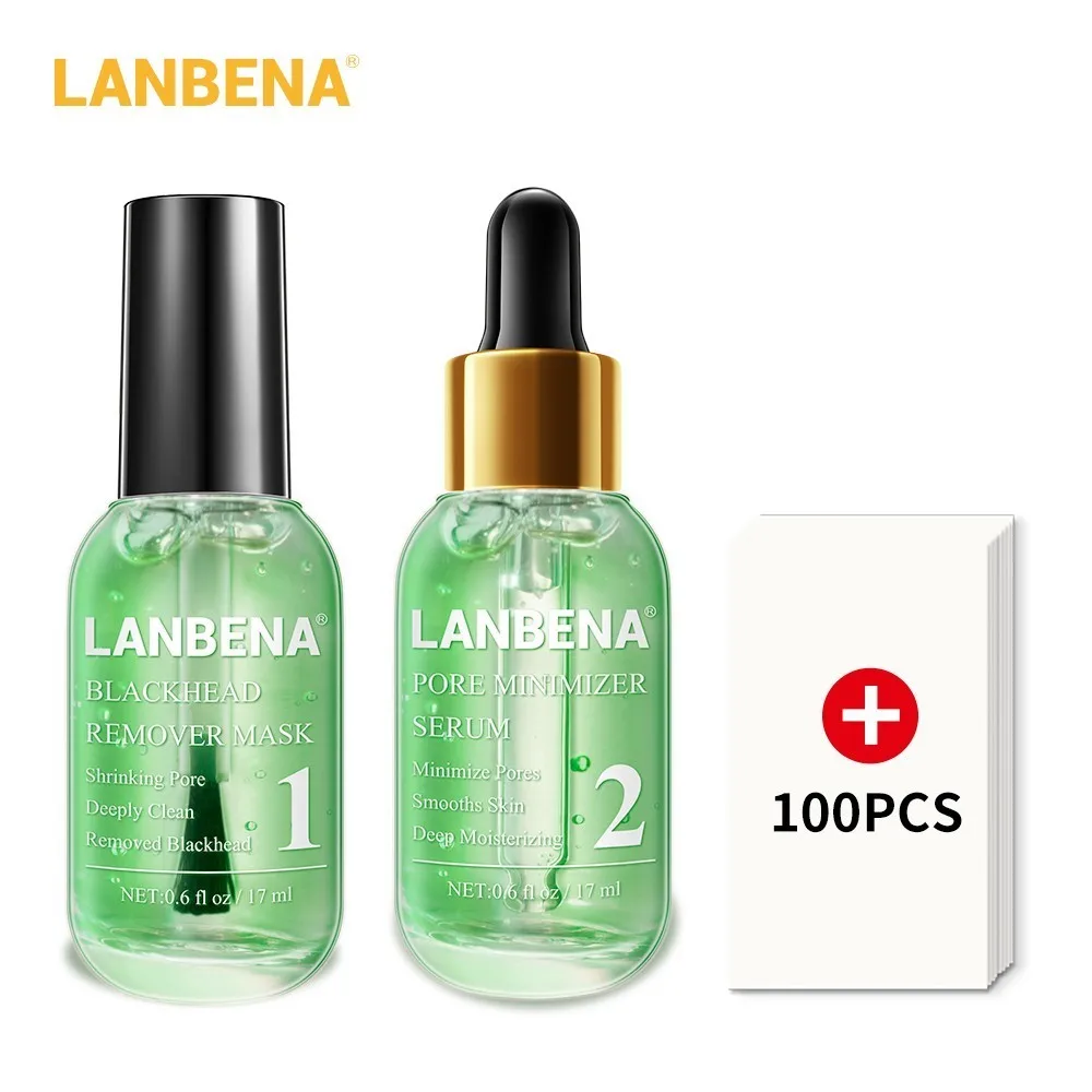 Новая маска для удаления черных точек LANBENA, черная маска для лица, восстанавливающая поры, сыворотка для лечения, против акне, пилинг для лица, маски, очищающие уход за кожей - Цвет: 2PCS