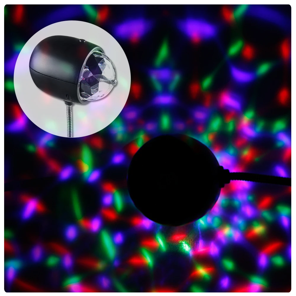 AmmToo USB Power Mini led Stage Light Colorful Rotating Magic Ball Lamp Disco Party Bar Decor Lighting Effect &amp White Desk  Лампы и