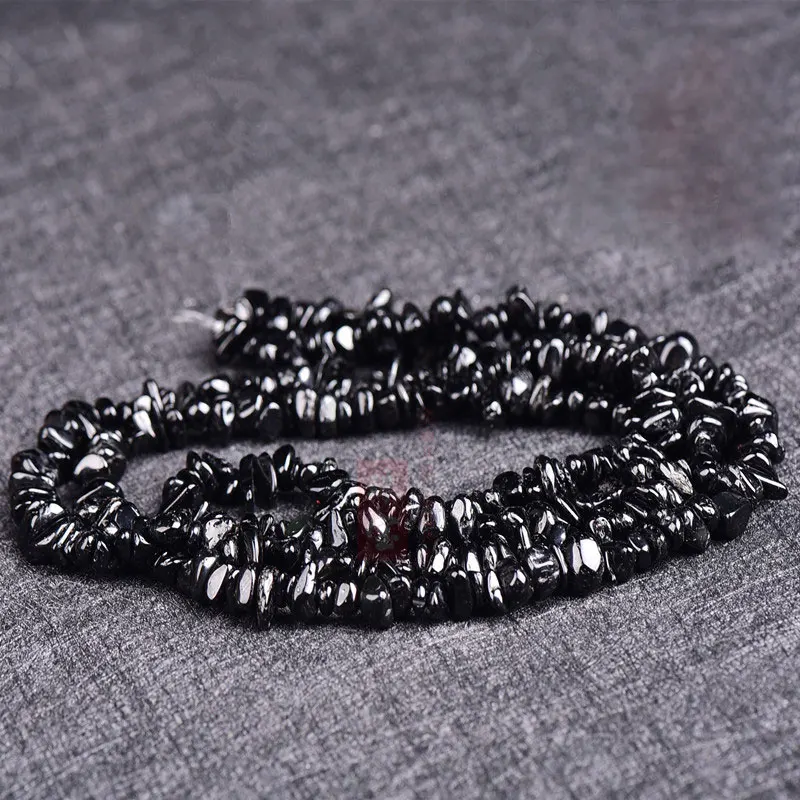 Бусины из черного турмалина, 3-5x6-8 мм