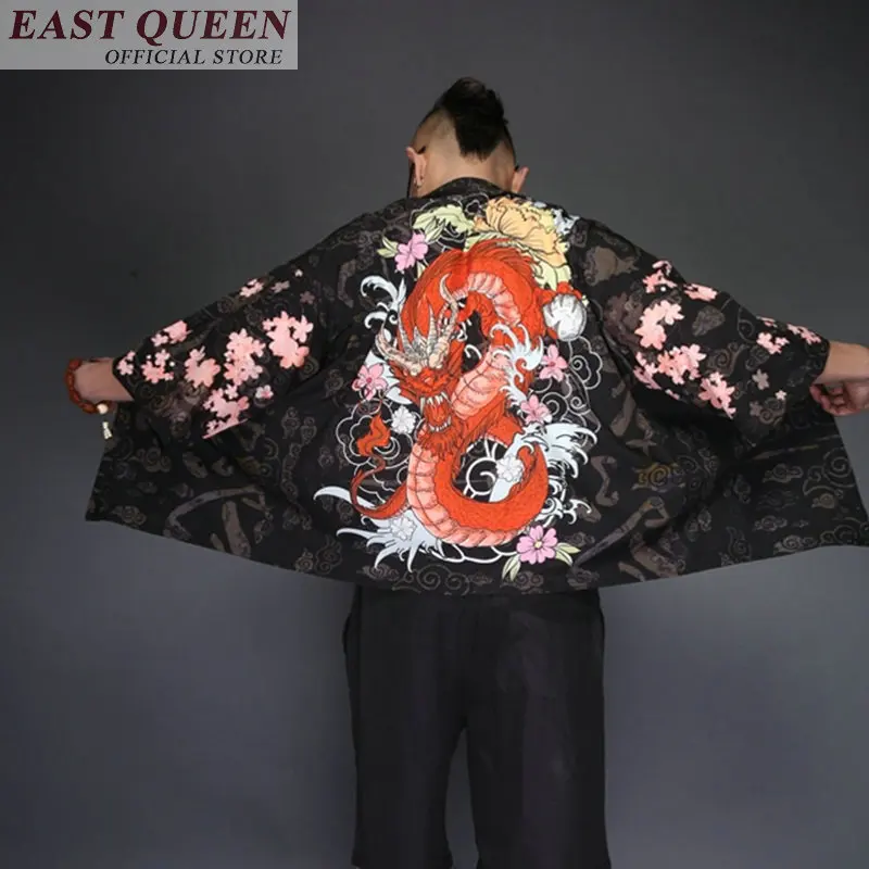 Японское кимоно yukata kimino haori кардиган мужской kimino халат для мужчин черный принт японский Топ Haori Япония Одежда FF376 A