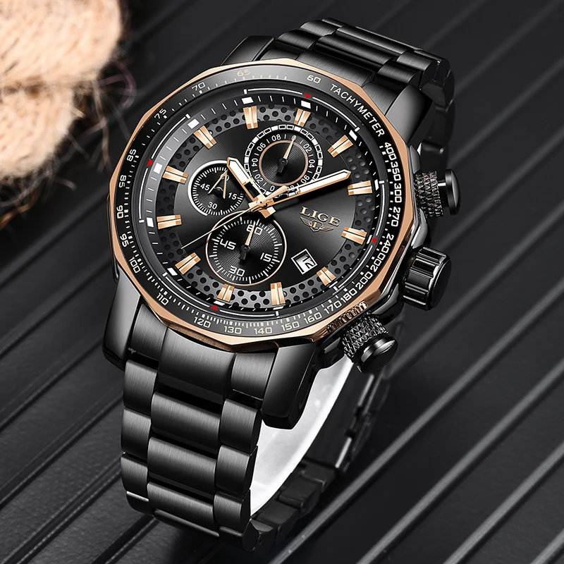 LIGE мужские часы Топ бренд класса люкс модные роскошные спортивные Бизнес