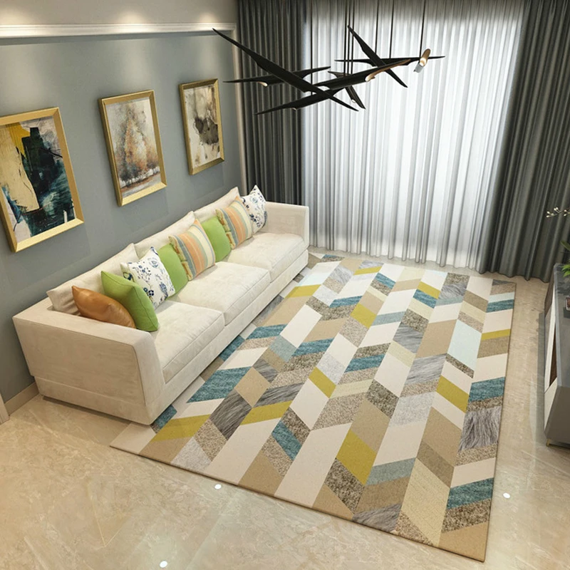 Модный современный скандинавский геометрический мягкий фланелевый напольный