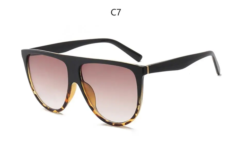C7 leopard tea Ким солнечные очки в стиле Кардашьян для женщин Винтаж Ретро плоский верх негабаритных солнцезащитных очков квадратный пилот Роскошные Дизайнерские Большие черные оттенки - Цвет линз: C7 leopard tea
