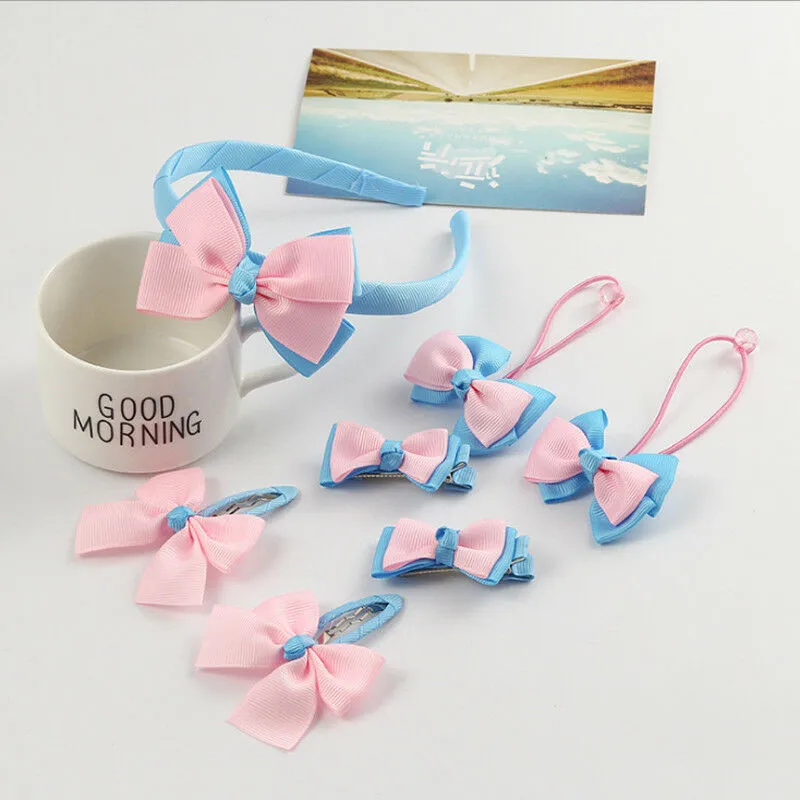

Emmababy 7Pcs Girl Accessories Cute Baby Girl Bow Polka Dot Headwear Elastic Hair Bands Hairband Barrette Hair Band Hot Sale New