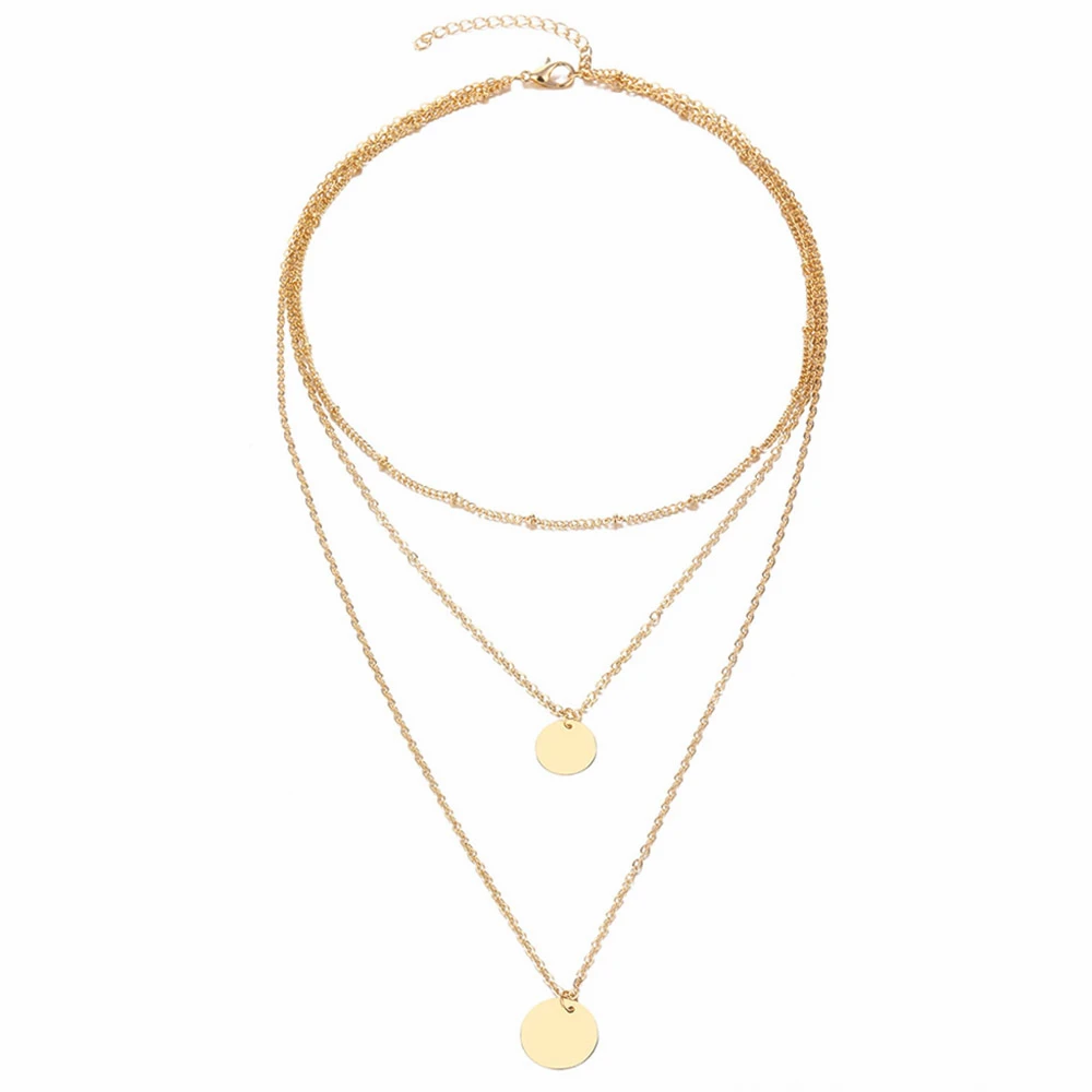 Gold Color Модное женское многослойное ожерелье-цепочка из золотого и серебряного цветов с тонкими блестками, длинное ожерелье с подвеской s, богемное ювелирное изделие - Окраска металла: Gold Color