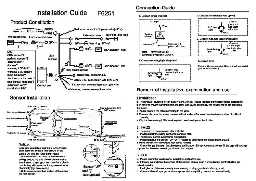 8 датчиков не уменьшают зоны автомобиля слепое пятно система помощи F6251 Передняя