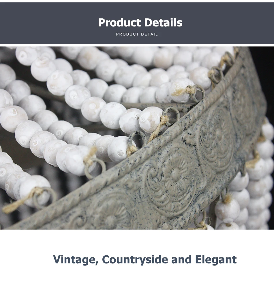 Светодиодный подвесной светильник в стиле кантри ретро из лайма белого дерева E27