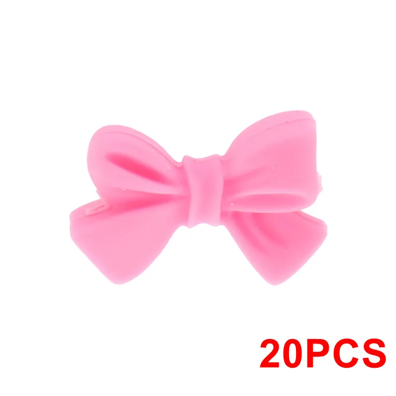 Bow-Pink 20 шт силиконовый Прорезыватель для зубов в форме единорога из бисера, животное, Bpa бесплатно, Детские Прорезыватели, ожерелье, сделай сам, ювелирное изделие, Детская соска, цепь, игрушка для душа, коала, лиса - Цвет: Bow-Pink
