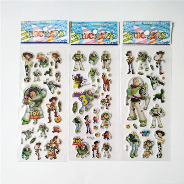 toy story 6 шт 3D аниме мультфильм единорог наклейки для детской комнаты домашний декор дневник блокнот этикетка украшение игрушка пикачу пузырь Pegatinas - Цвет: toy story