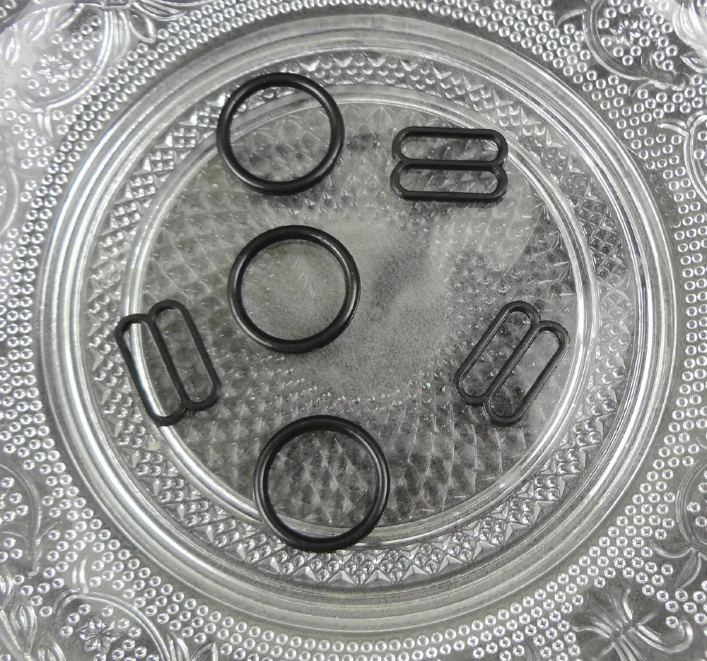 

100Sets Standard 15mm black AA range Plastic Hook and adjustable clips for bra and adjuster pieces for headband,Bargain for Bulk