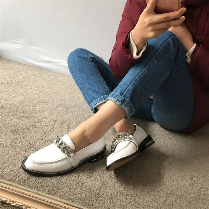 Модные лоферы обувь с украшением в виде цепочки женская роскошная дизайнерская