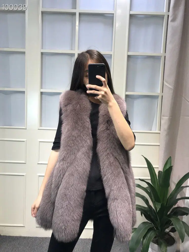 camel Жилет из натурального Лисьего меха, женский жилет из натурального меха, зимний женский жилет, Толстый жилет без рукавов, жилет из натурального Лисьего меха, женский жилет - Цвет: camel