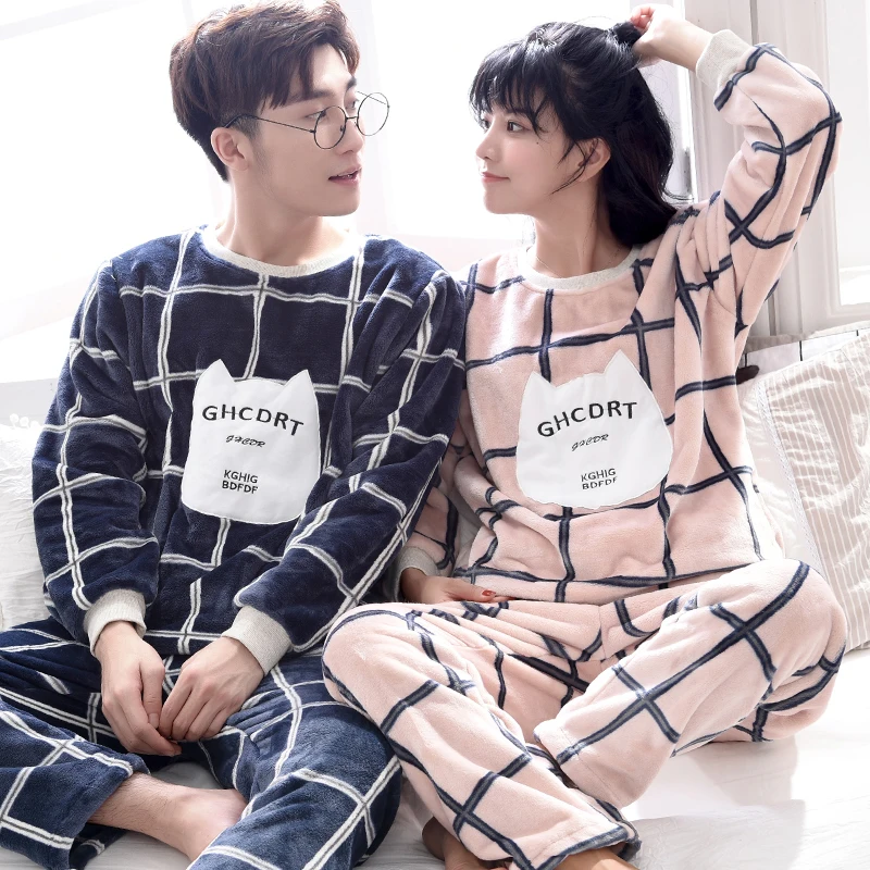 CherLemon/женские и мужские фланелевые пижамы зимние толстые теплые из кораллового