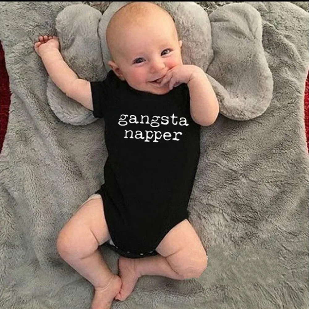 Лето 2019 забавный новорожденный короткий рукав боди с буквенным принтом для