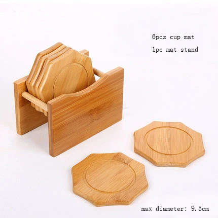 6pcs mat 1pc stand XMT-HOME бамбуковый деревянный коврик для зеленого чая улун, чашки для чая пуэр, Сервировочные лотки, теплоизоляционный чайный набор для кунг-фу, аксессуары - Цвет: 6pcs mat 1pc stand
