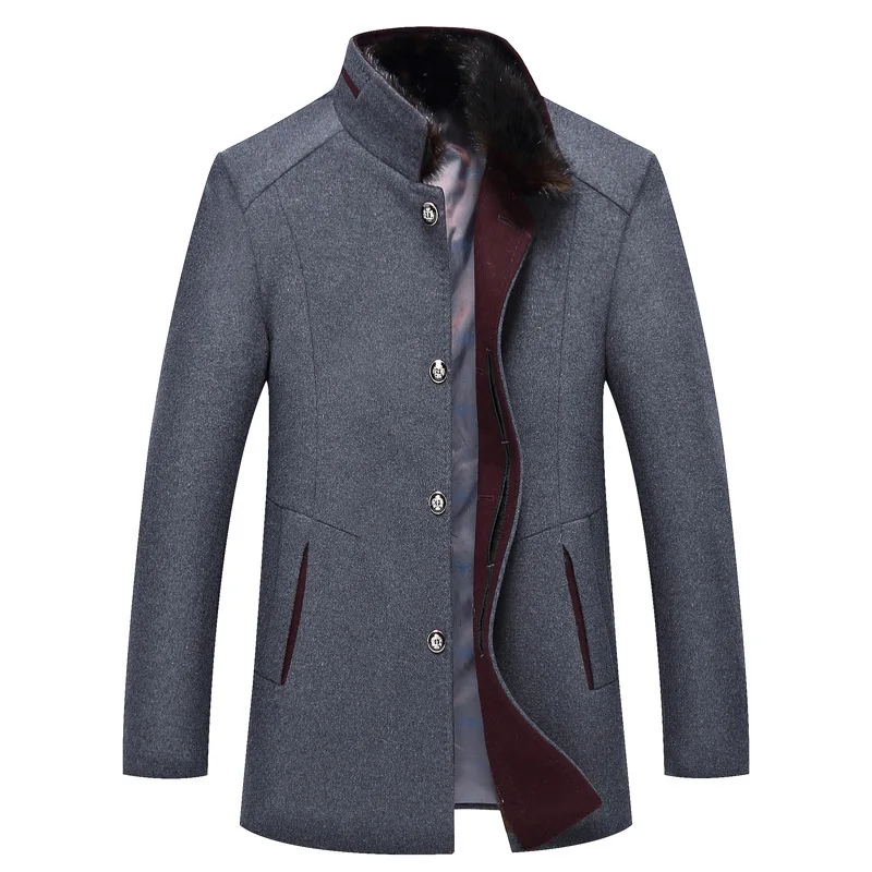 Зимняя Новинка мужская куртка пальто норковый меховой воротник плюс хлопок