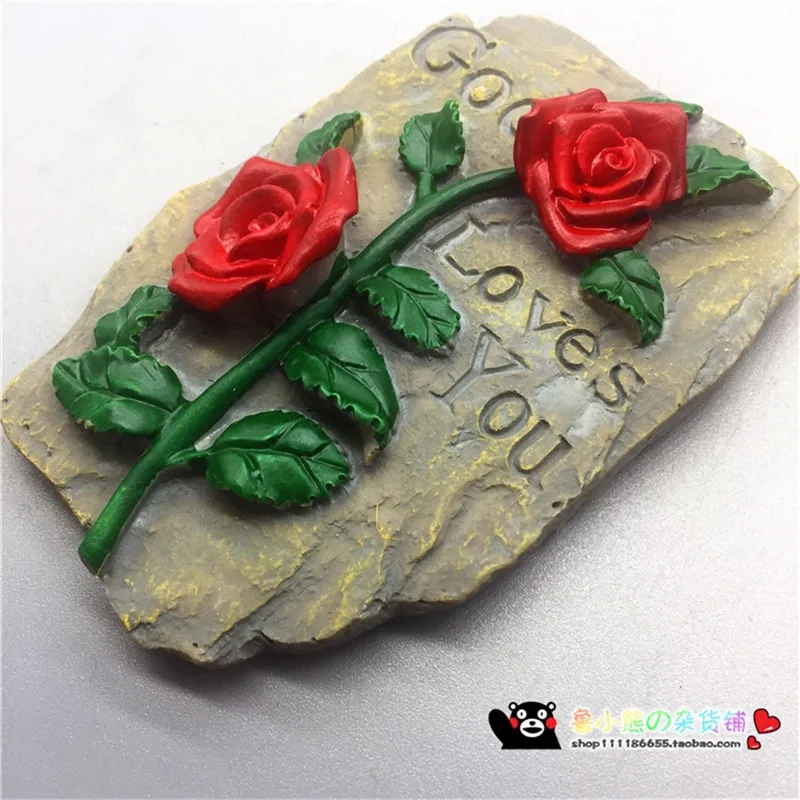 Магниты на холодильник Бог любит вас 3D наклейки с цветами розы туристические