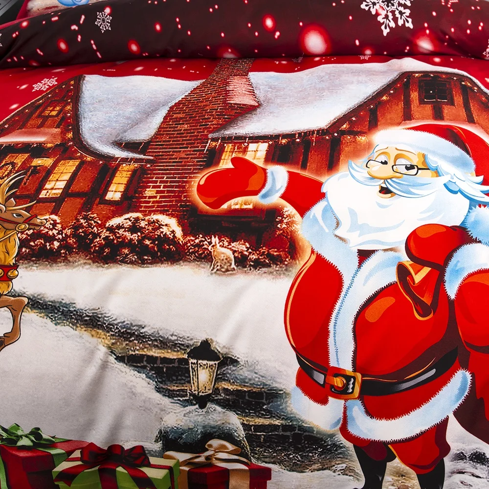 X-mas Рождественский подарок Санты зимний дизайн Твин Король Королева полная двойная наволочка пододеяльник набор постельных принадлежностей