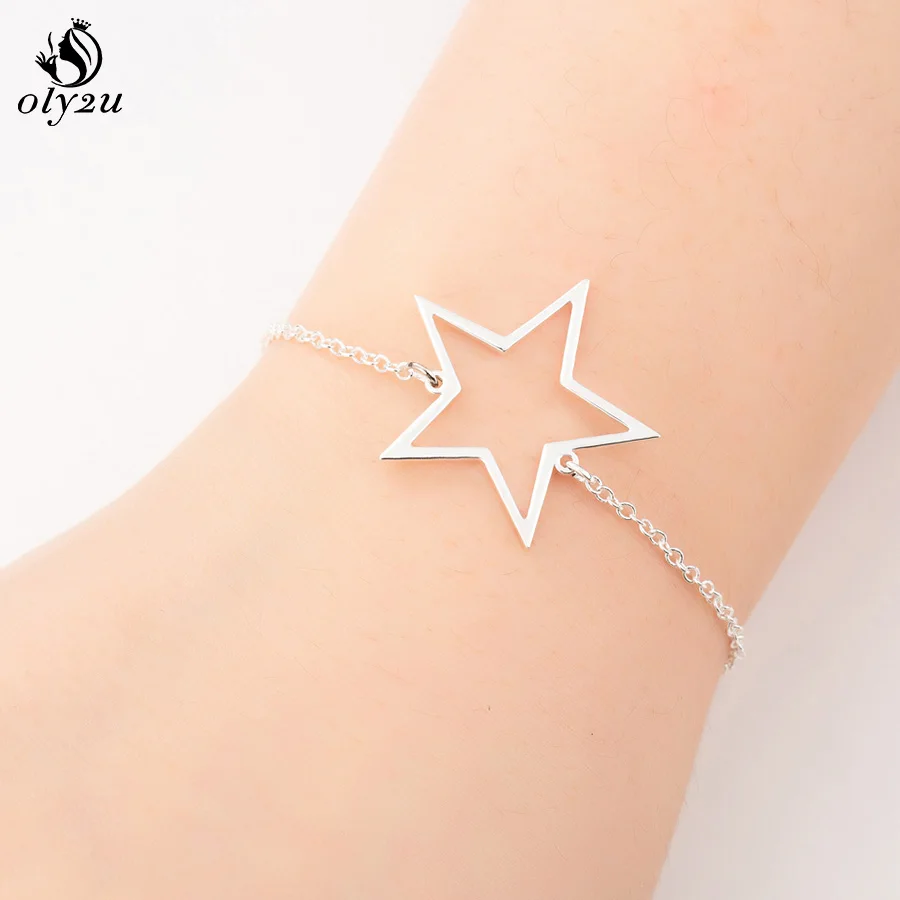 Star Oly2u милые с изображением ясного звездного серьги-клаймберы, серьги со шпилькой, для Для женщин brincos, можно носить с серьги Модные украшения Bijoux(украшения своими руками) boucle d'oreille femme - Окраска металла: Star
