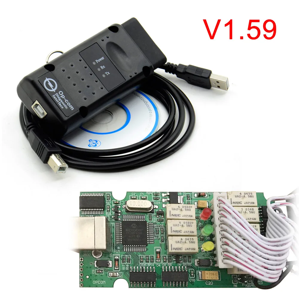 OP COM 1.59 Высокое качество OPCOM V1.99 1,78 V1.70 для Opel диагностический сканер OP COM V1.59 CANBUS OP-COM OBD2 супер сканер - Цвет: OP COM 1.59