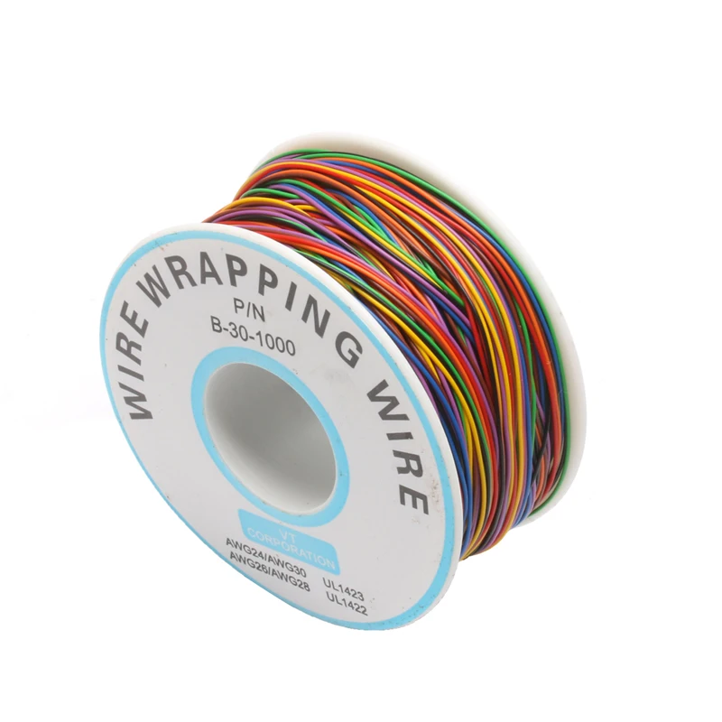 8 цветов 30AWG провода оберточная проволока Луженая Медь твердая ПВХ изоляция один рулон D07