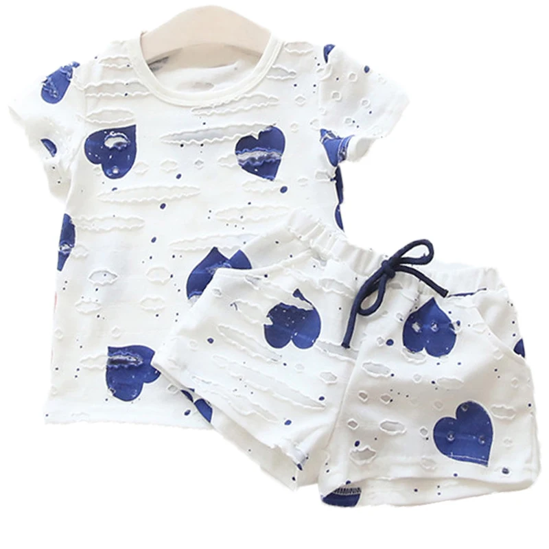 Летняя повседневная детская одежда комплекты одежды для маленьких девочек топ с