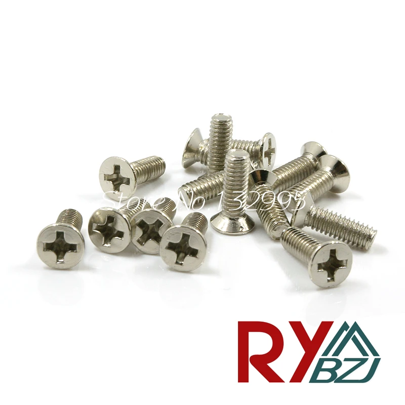 200pcs/lot  M2/M2.5/M3/M4*L Length(L)=3~20mm  Flat head screws,Nickel plated, DIY model accessories  KM Nickel Plated
