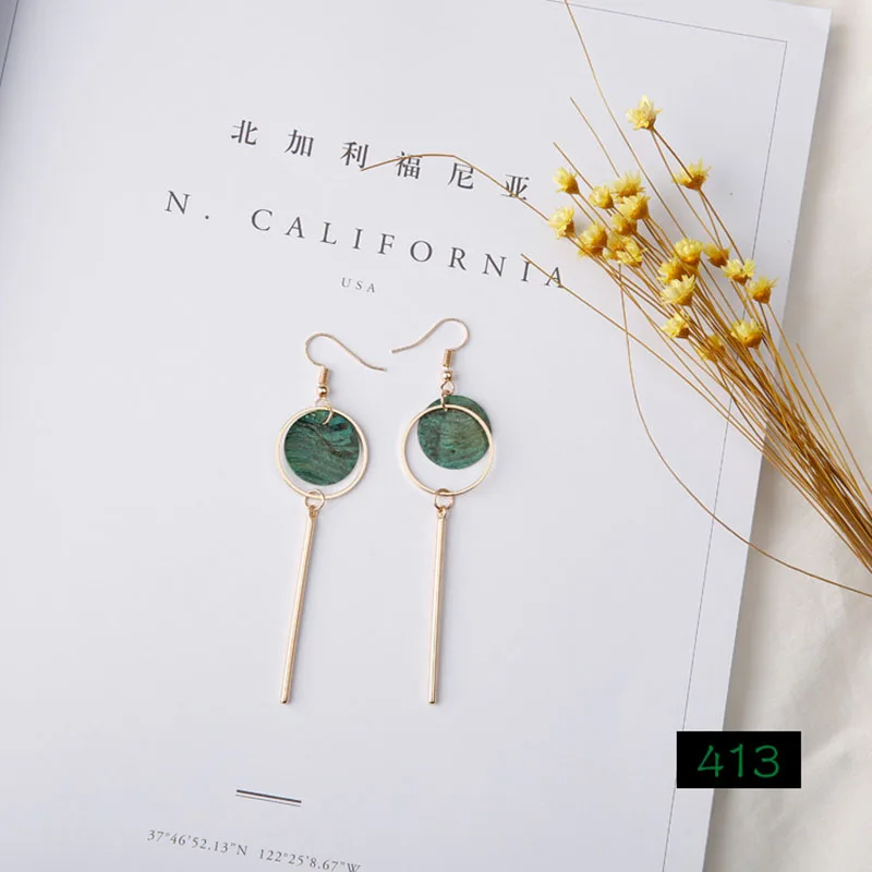 2018 летние новые серьги минималистичные ручной работы растительность зеленые