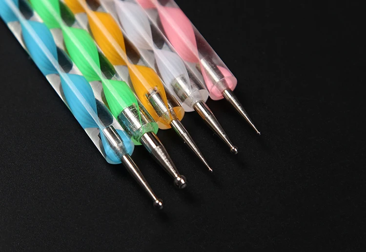 5 шт./компл. двойная Концевая ручка для ногтей художественная расцветка 2 способа