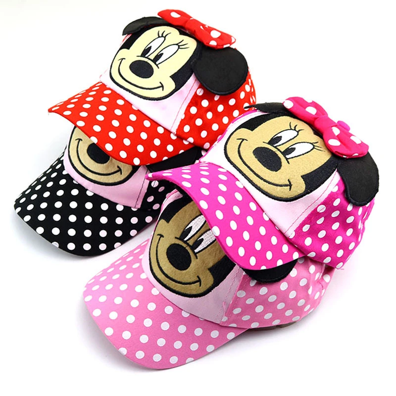 Бейсбольная кепка Минни для девочек с милыми мультяшными волнистыми бантиками