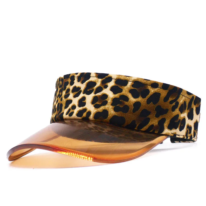 Leopard Леопардовая расцветка, летний солнцезащитный козырек, Женская Бейсболка, прозрачная Кепка с козырьком от солнца, Пустой Топ, кепка s, для отдыха, для пляжа, Casquette - Цвет: Leopard