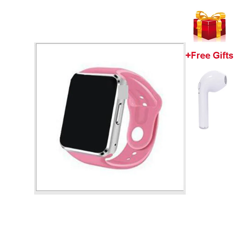 Pink with Earphone Bluetooth A1 Смарт-часы и i7 Eaphone спортивные наручные часы Поддержка 2G SIM TF камера Reloj умные часы для Xiaomi часы PK Y1 V8 - Цвет: Pink with Earphone