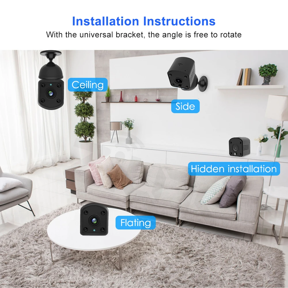 Мини Беспроводная Wi-Fi ip-камера 1080P 2.0MP, безопасность, удаленный монитор, маленькая камера, ночное видение, обнаружение движения, 64 ГБ, TF карта, запись