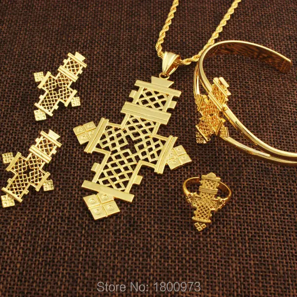 Новое поступление Модный Ювелирный Комплект с крестиками золотого цвета для