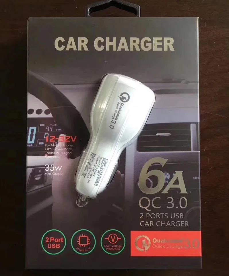 Автомобиль USB Зарядное устройство Quick Charge 3 0 Мобильный телефон 2 Порты и разъёмы