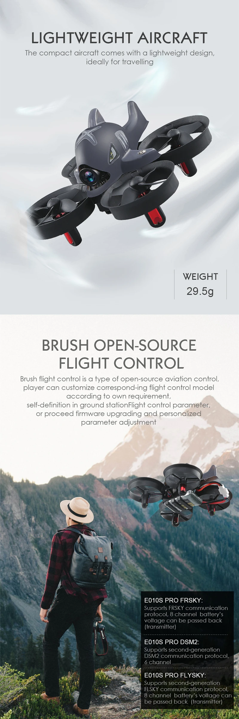 Дрон Квадрокоптер Eachine E010S PRO 65 мм 5,8G 40CH 800TVL F3 Встроенный OSD с высокой фиксацией и E013 E010