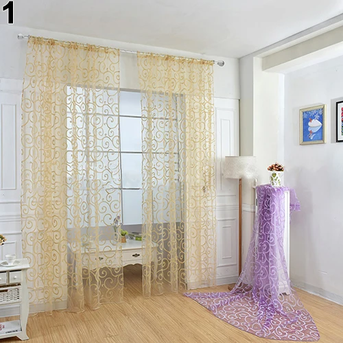 Romantic Floral Vine Voile Tulle Door Window Curtain Fabrics Organza Sheer Panel Treatment Drop Shipping | Дом и сад